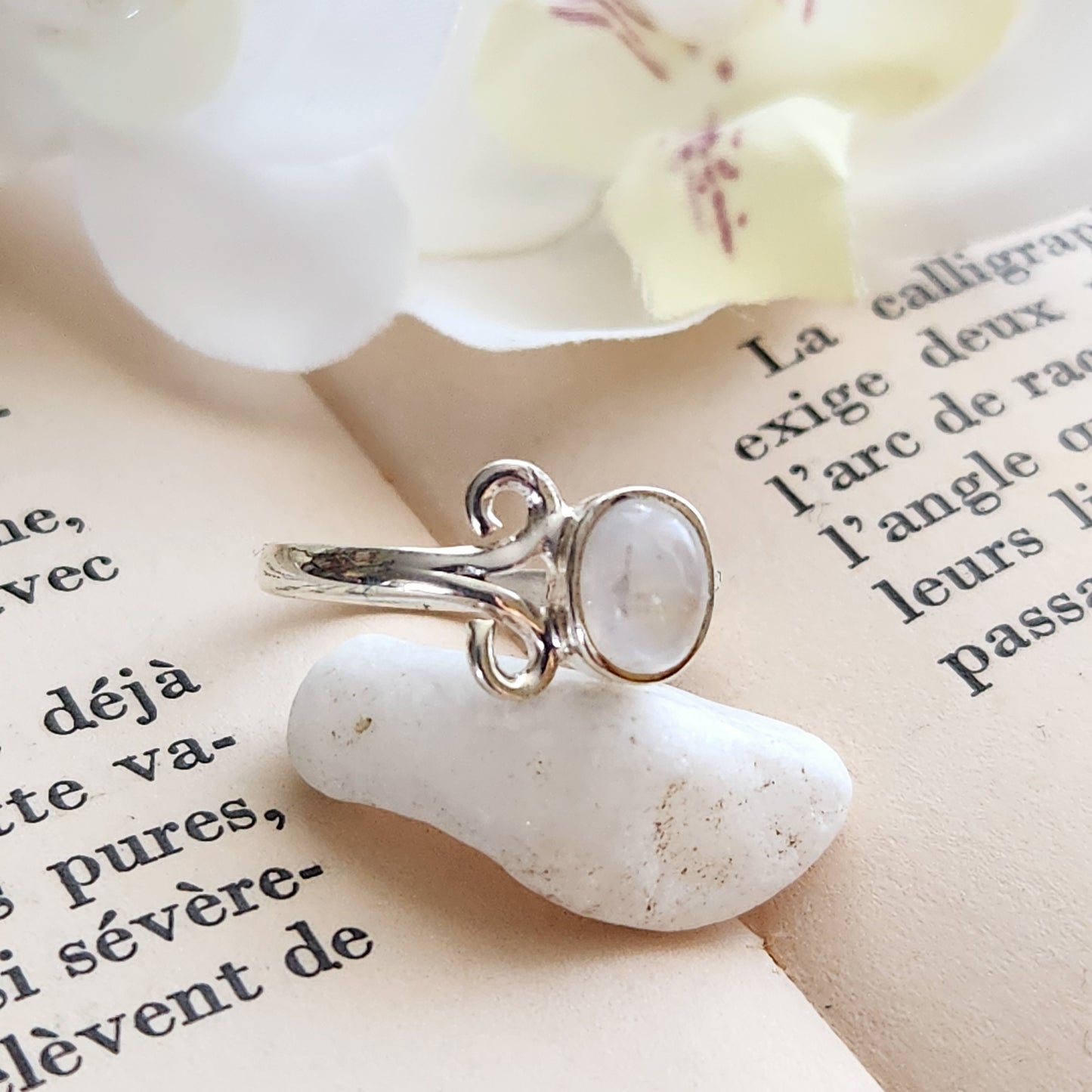 Bague réglable Vénus - Pierre de Lune - Argent 925