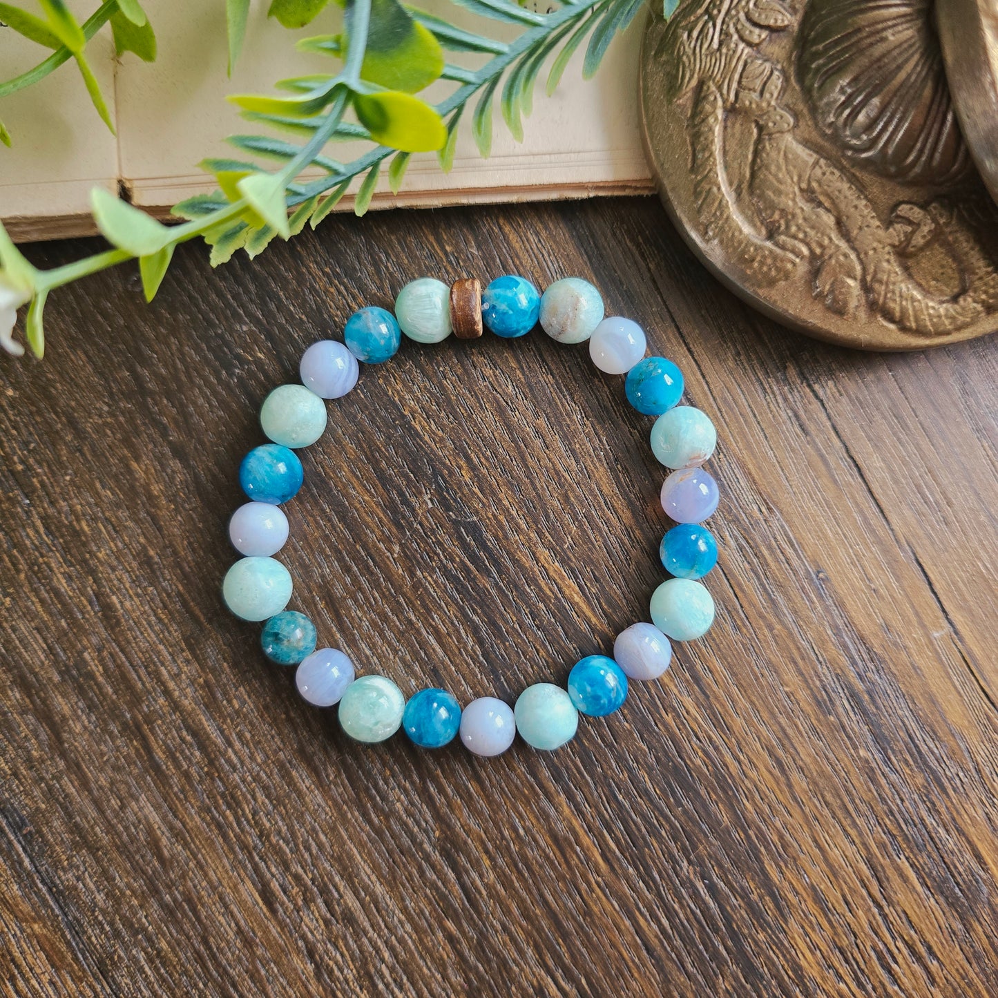 Bracelet Eau - Harmonie émotionnelle - Aragonite, Apatite bleue et Calcédoine