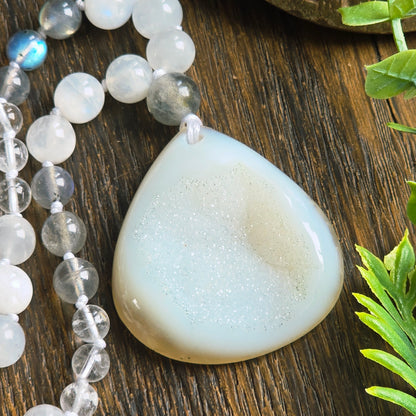Mala Air - Paix intérieure - Pierre de lune, Labradorite et Cristal de roche - Agate cristallisée