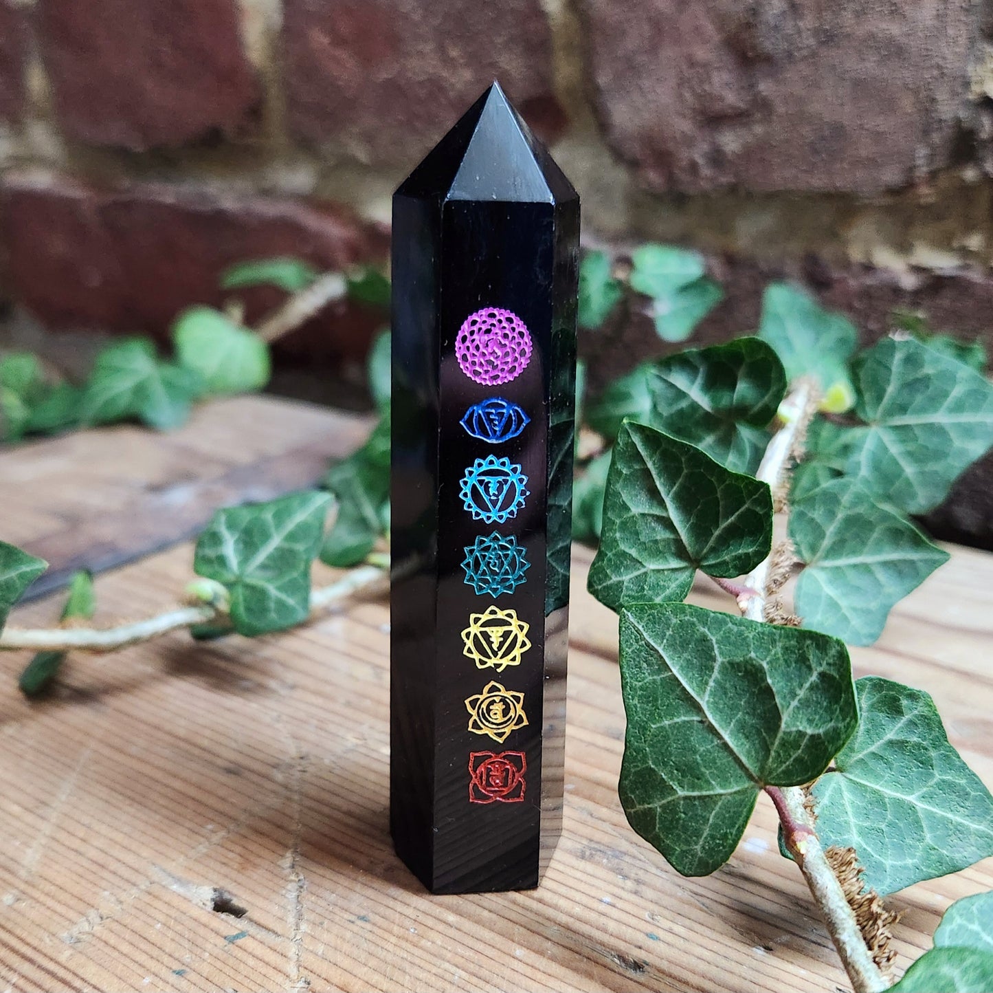 Tour en Obsidienne Noire - 7 chakras - n°3