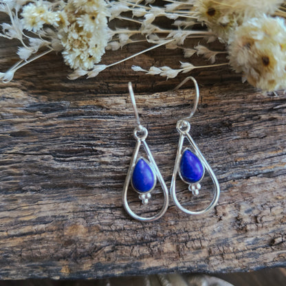 Boucles d'oreilles en Lapis lazuli - Goutte n°1 - Argent 925