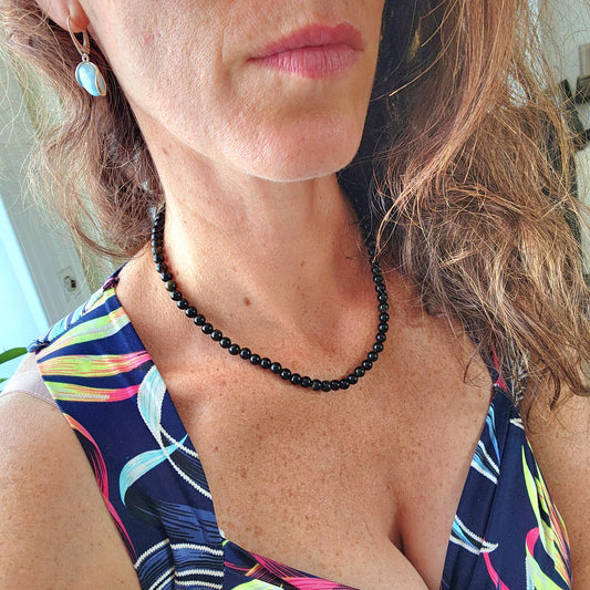 Collier en Obsidienne dorée