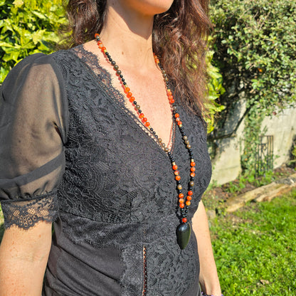 Mala Feu - Force vitale - Obsidienne noire, Cornaline et Bronzite