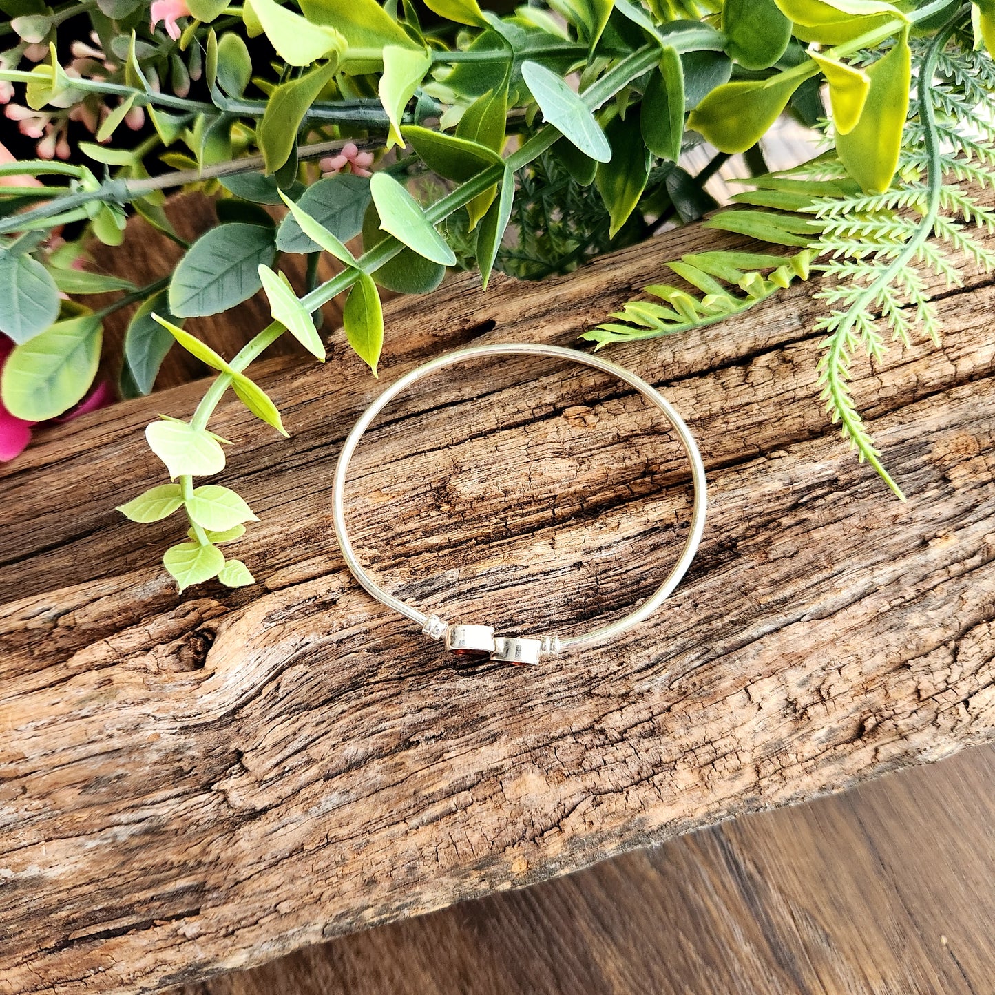 Jonc en Grenat rouge - Argent 925