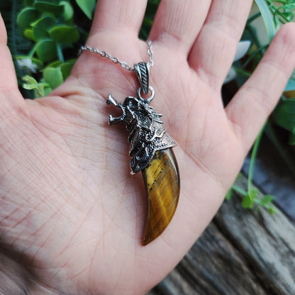 Pendentif Dent de loup en Œil de tigre