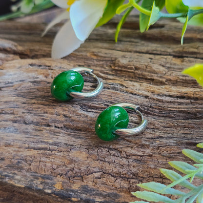 Boucles d'oreilles argentées en Jade - Donuts
