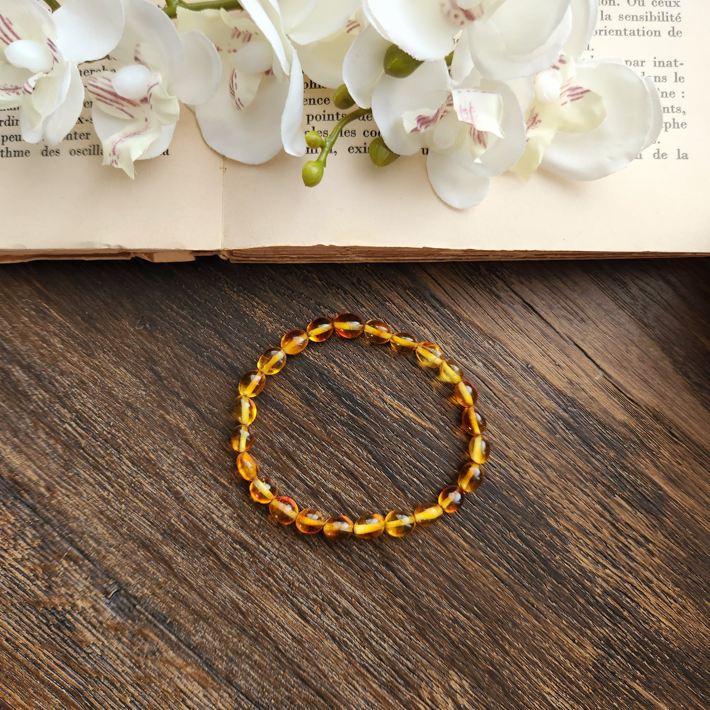 Bracelet en Ambre - Grand - Couleur cognac