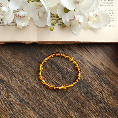 Bracelet en Ambre - Grand - Couleur cognac