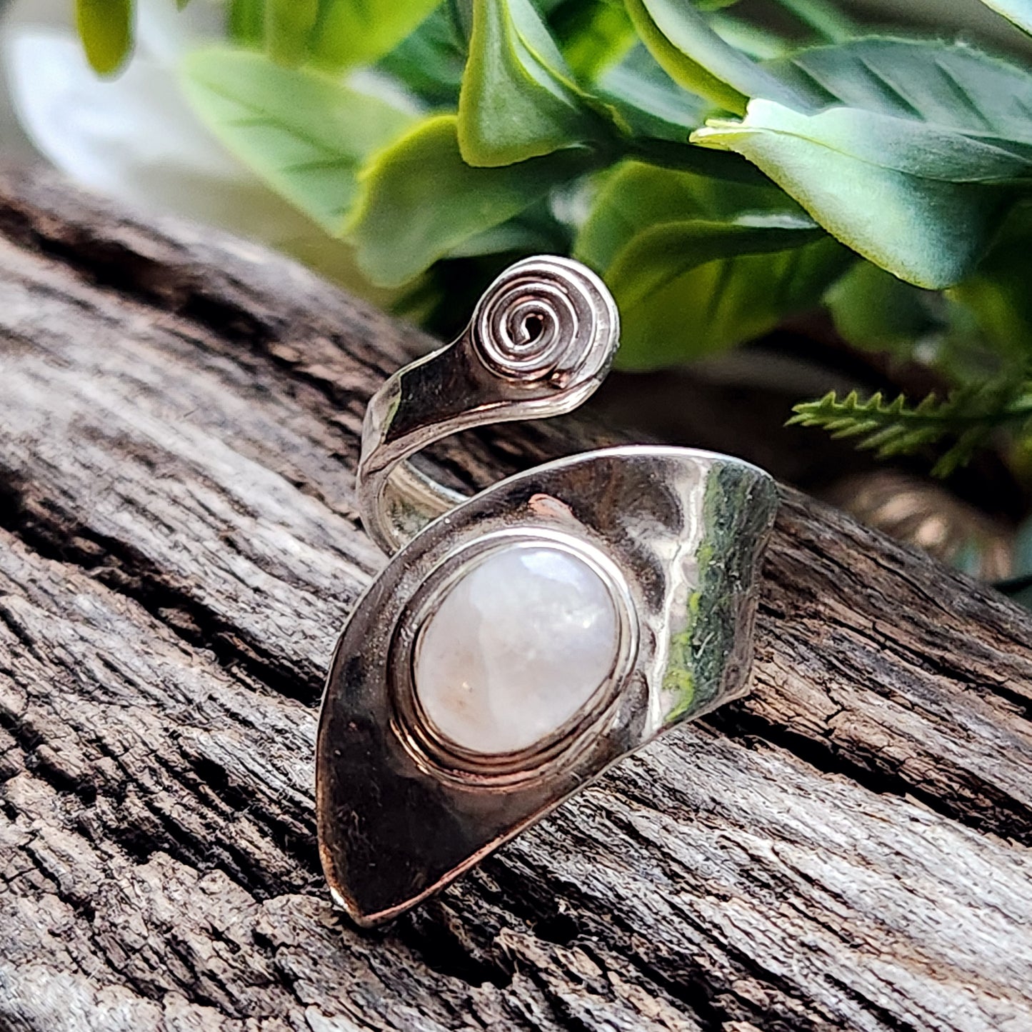 Bague réglable - Pierre de lune - Argent  925