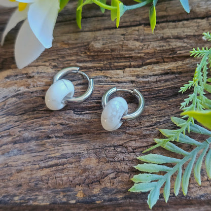 Boucles d'oreilles argentées en Howlite - Donuts