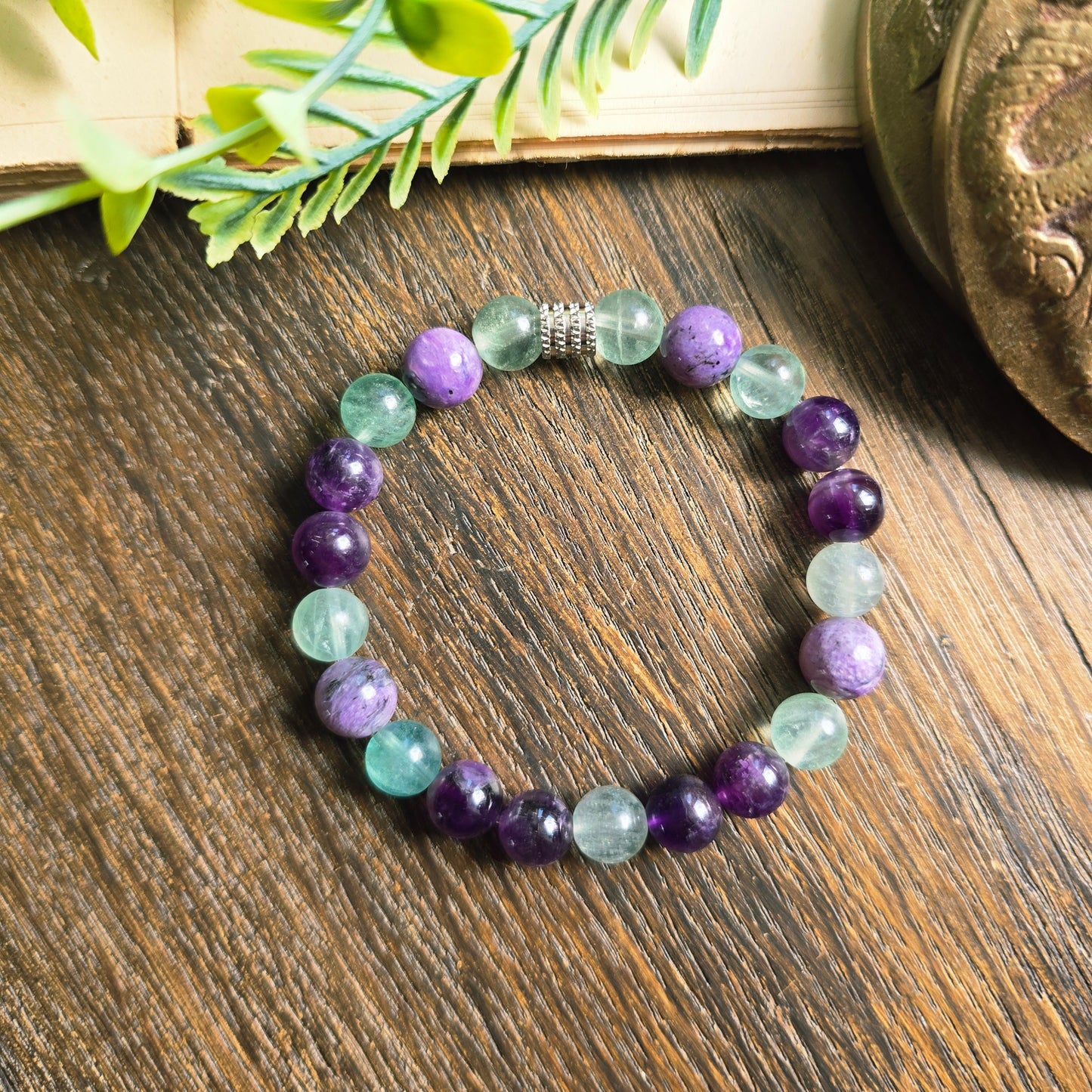 Bracelet Ether - Eveil spirituel - Améthyste, Fluorite et Charoïte