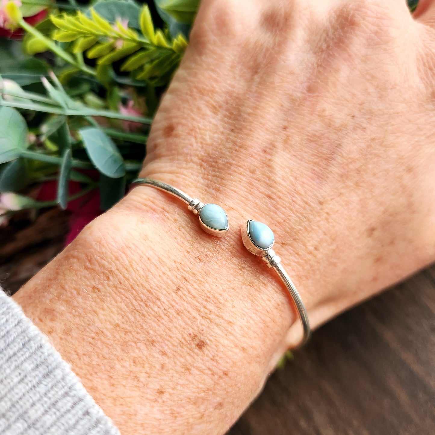 Jonc en Larimar - Argent 925