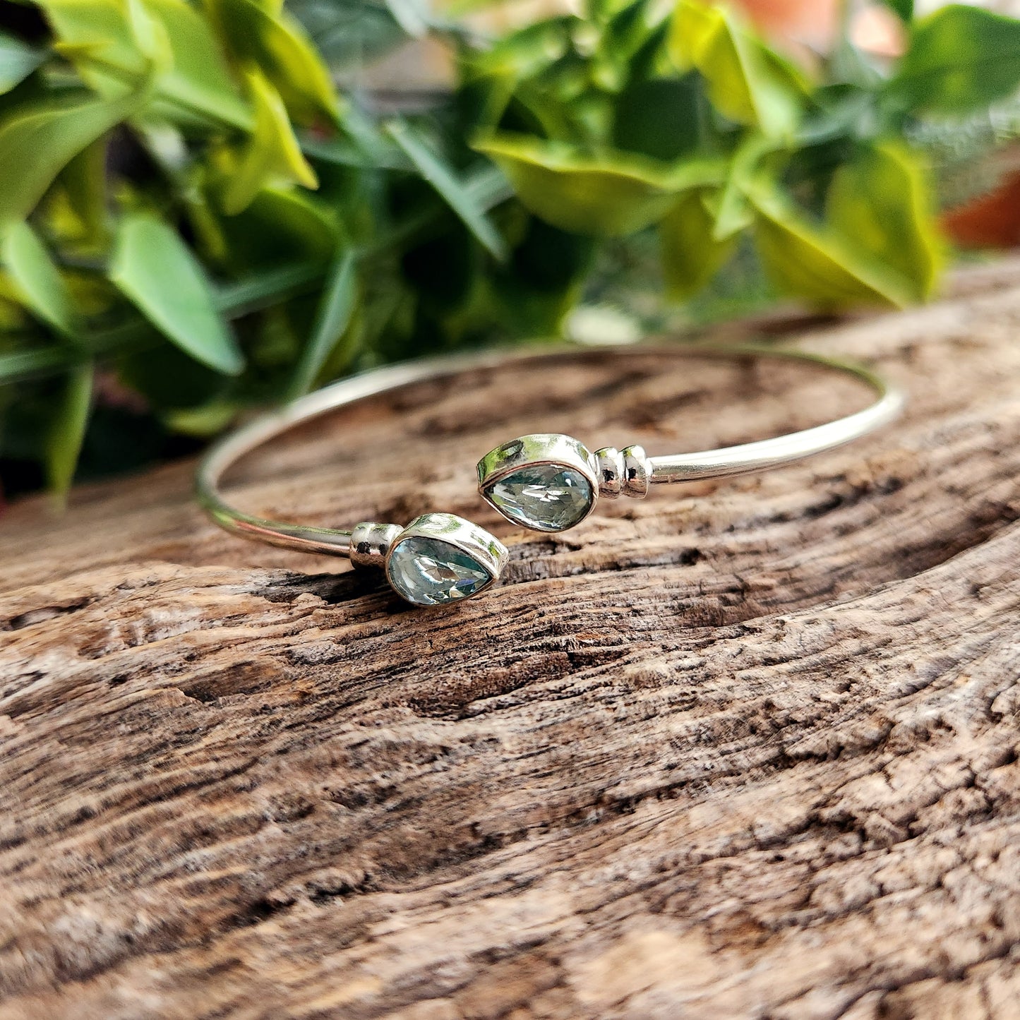 Jonc en Aigue Marine - Argent 925