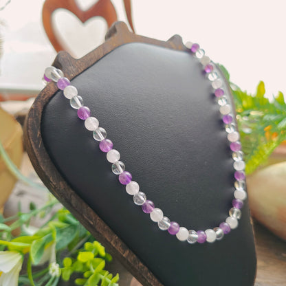 Collier en Quartz rose / Améthyste / Cristal de roche