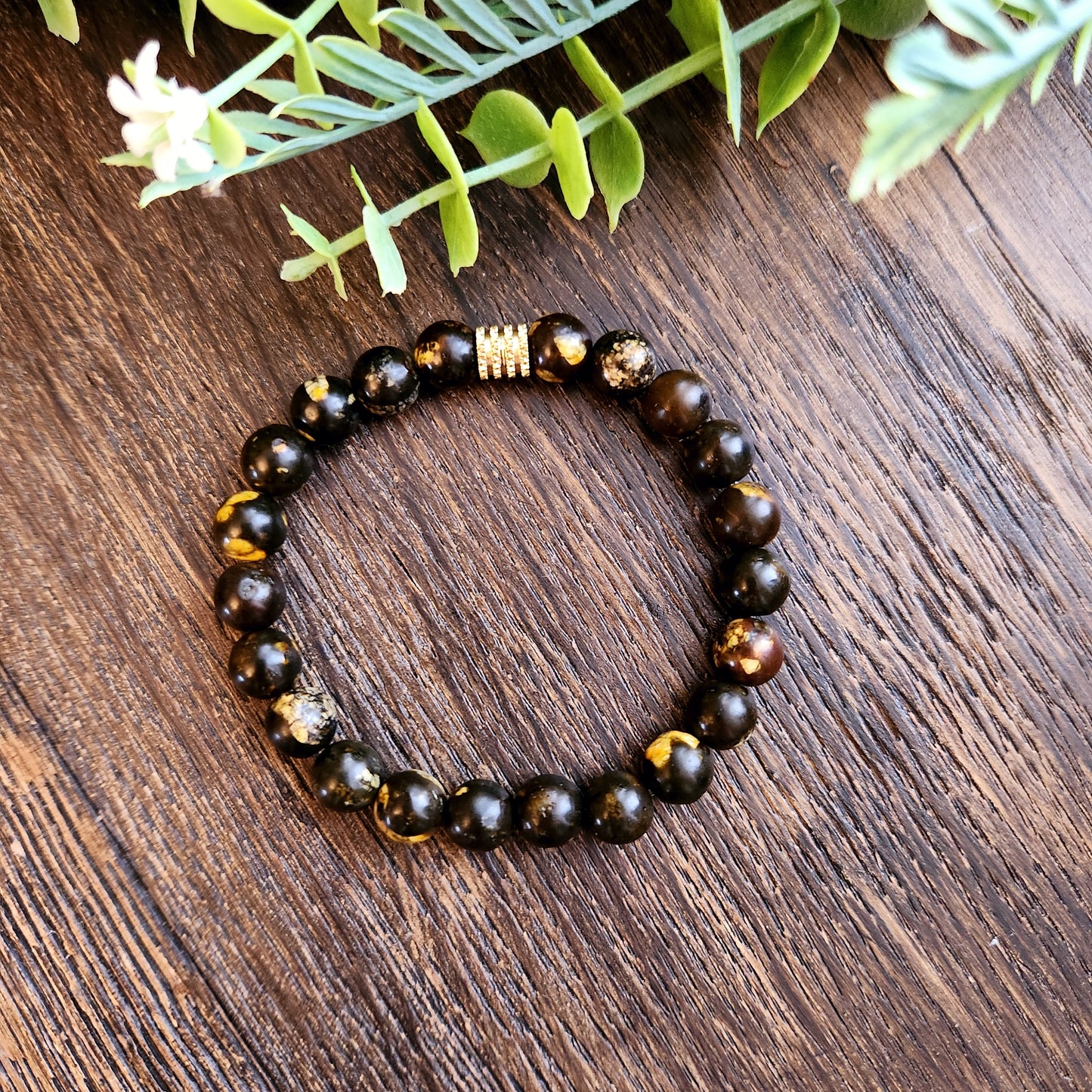 Bracelet en Jaspe brun et jaune - 8mm