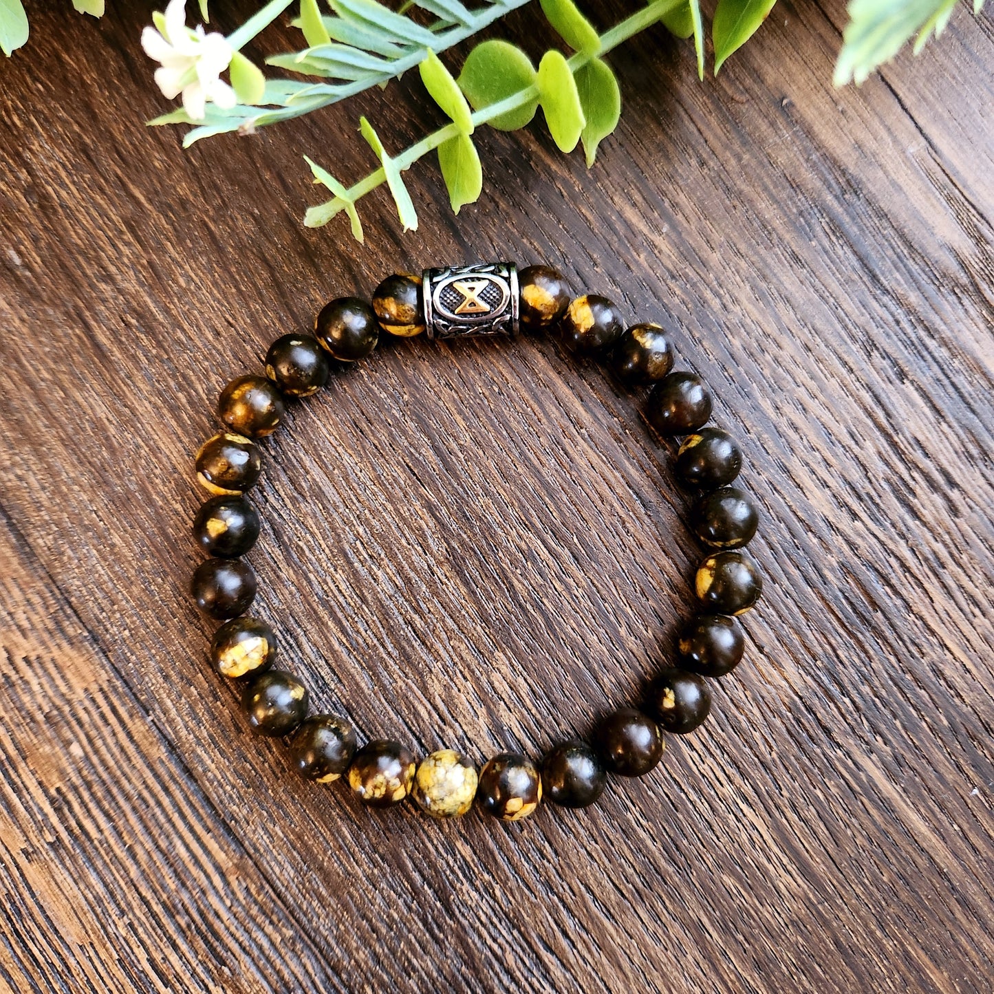 Bracelet en Jaspe brun et jaune - 8mm