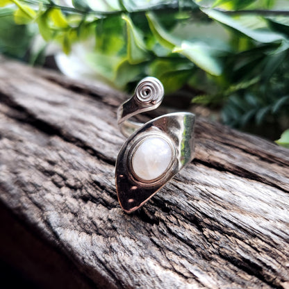 Bague réglable - Pierre de lune - Argent  925