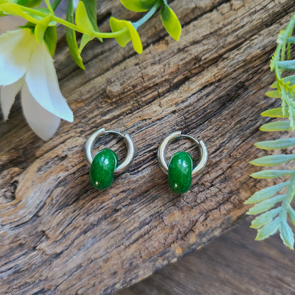 Boucles d'oreilles argentées en Jade - Donuts