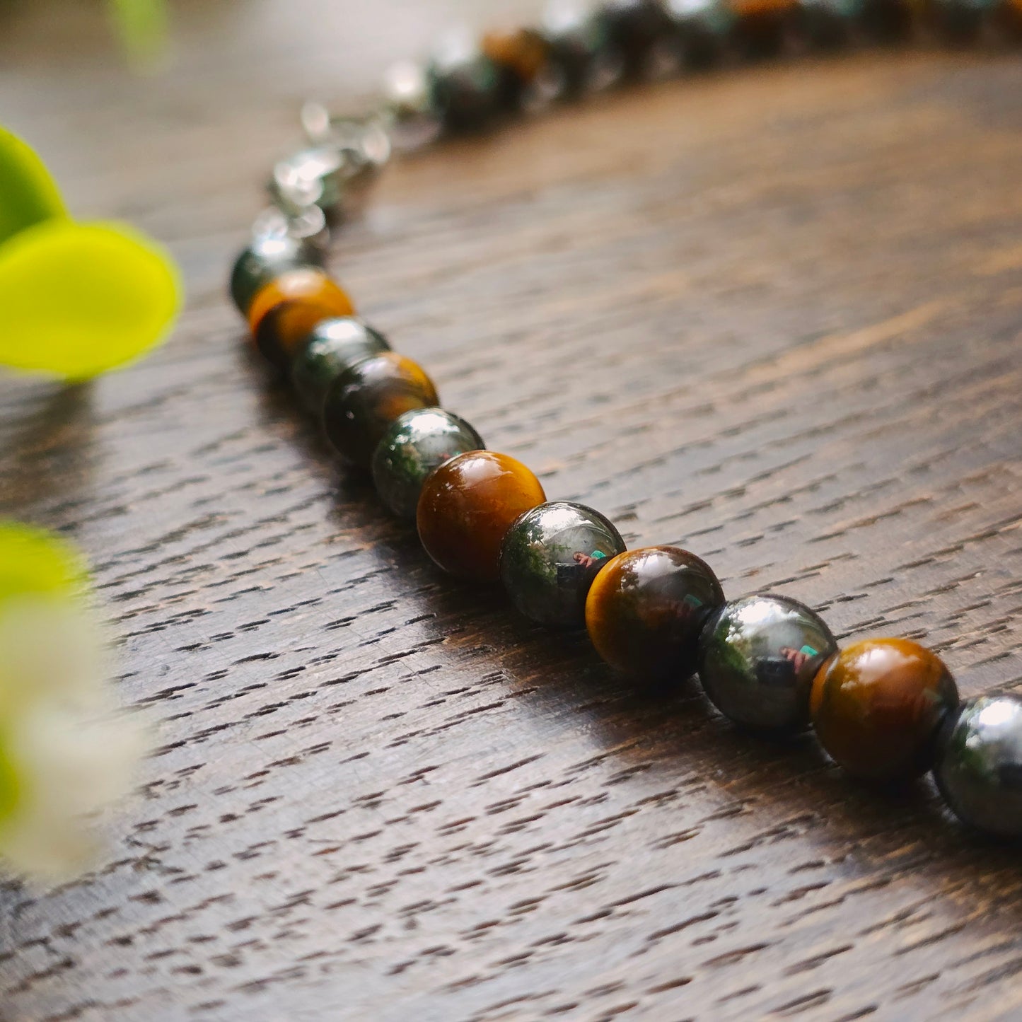 Collier en Œil de tigre & Hématite