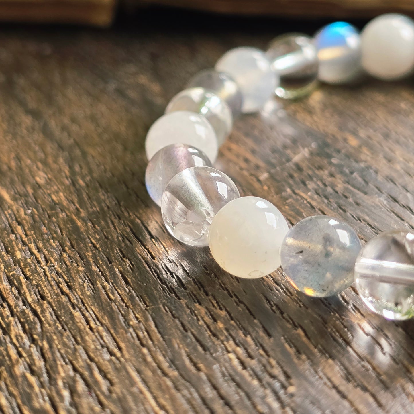Bracelet Air - Paix intérieure - Pierre de lune, Labradorite et Cristal de roche