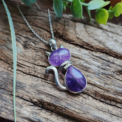 Pendentif chat en Améthyste