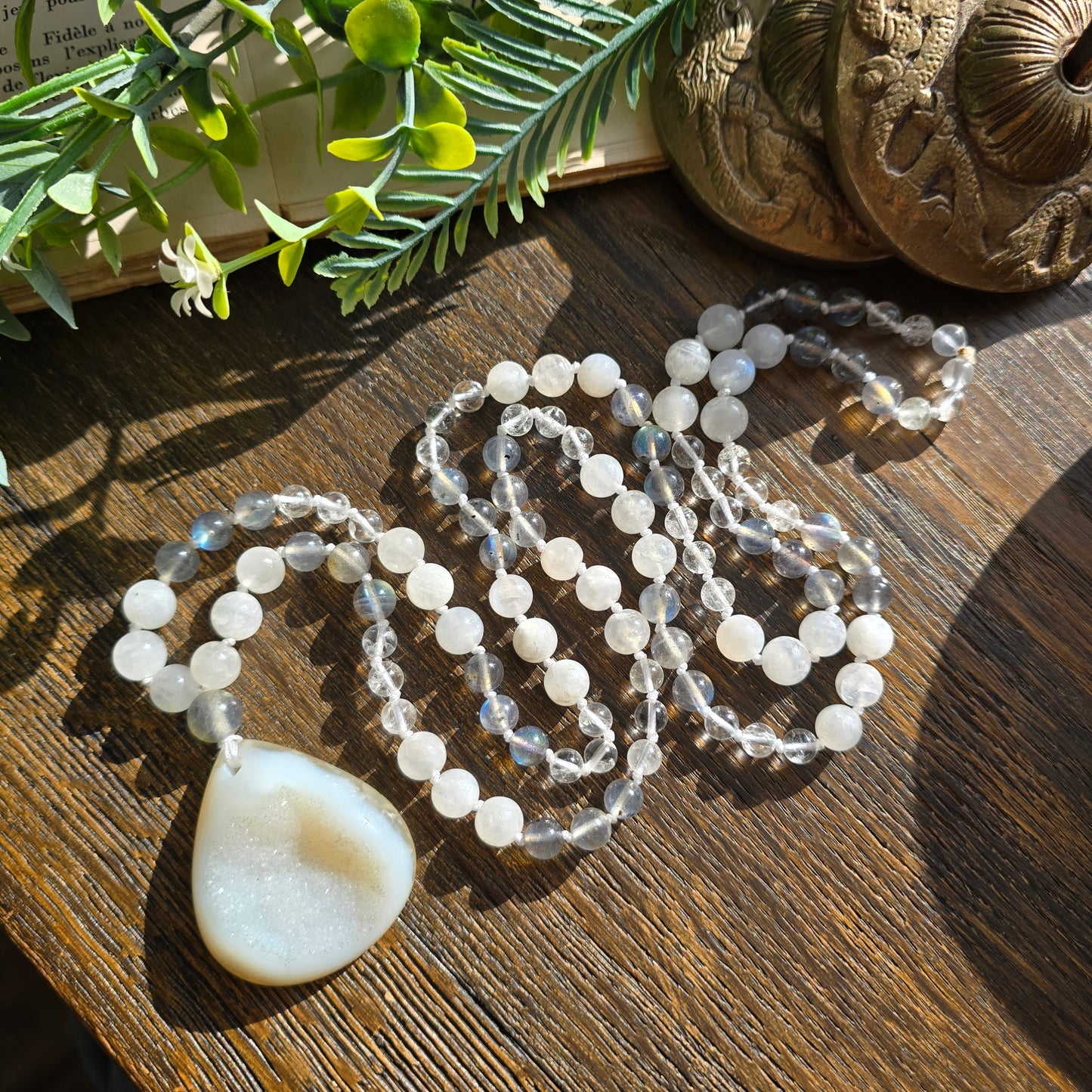 Mala Air - Paix intérieure - Pierre de lune, Labradorite et Cristal de roche - Agate cristallisée