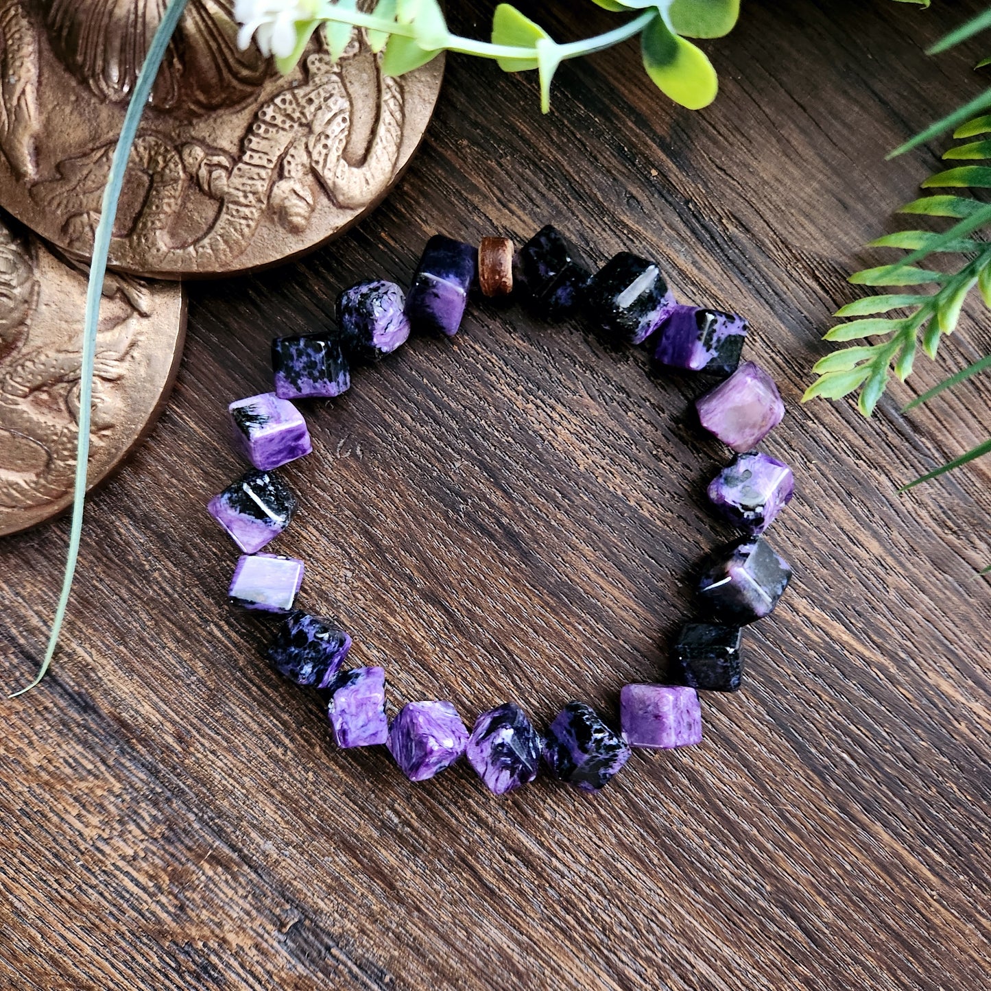 Bracelet en Charoïte - 8mm cubes