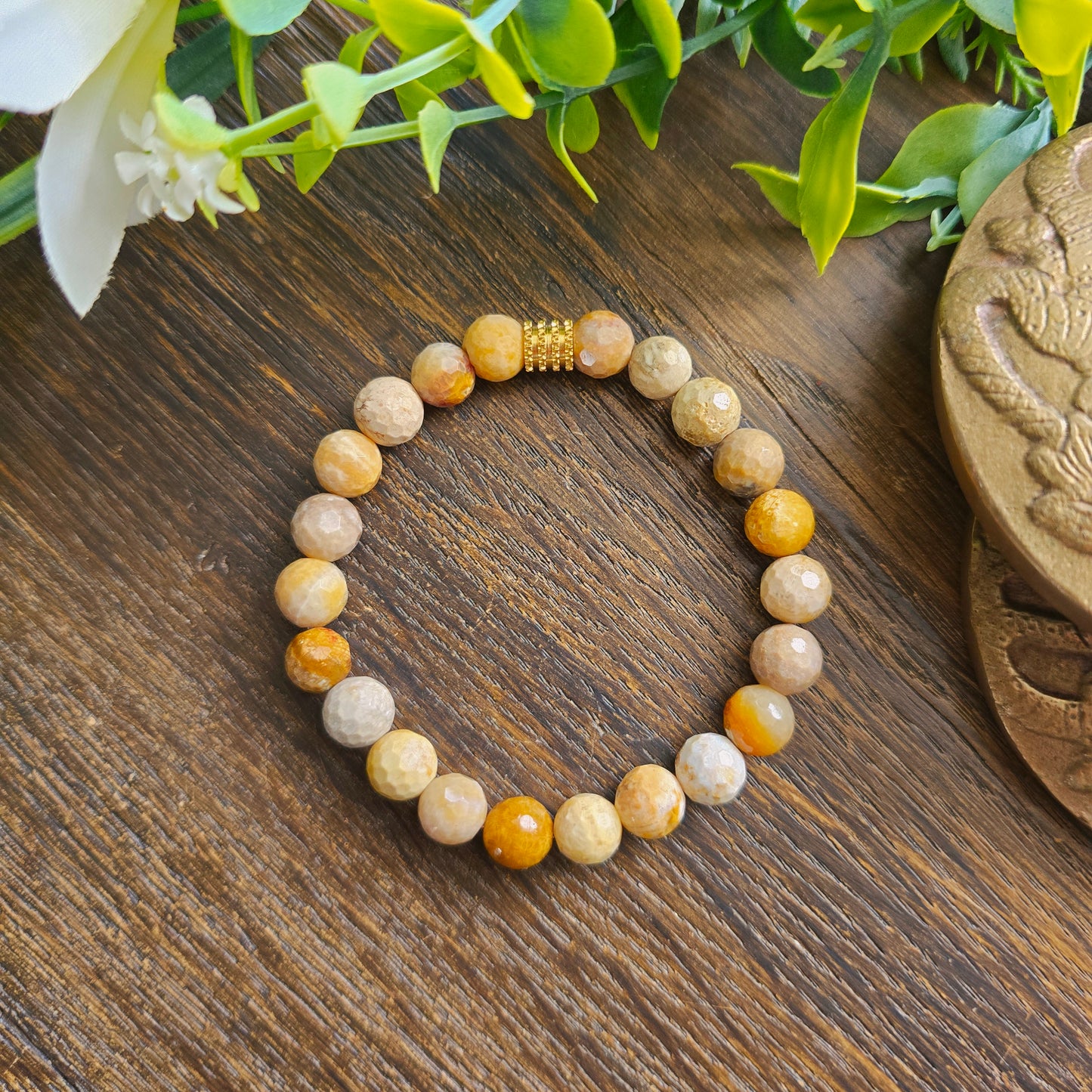 Bracelet en Agate crazy lace - perles facettées - 8mm