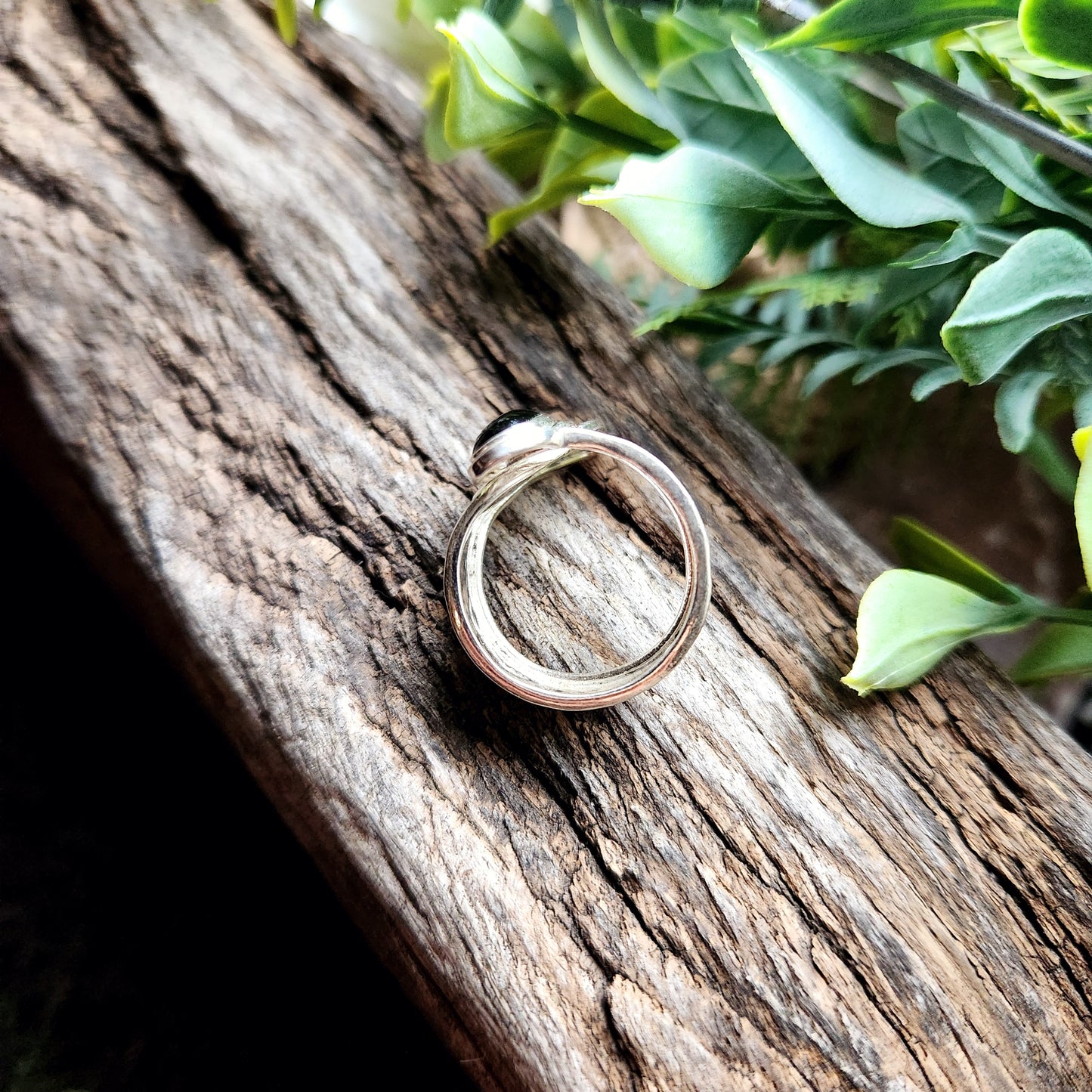 Bague réglable - Obsidienne noire - Argent  925