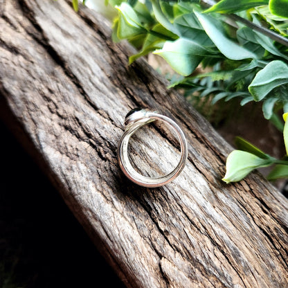 Bague réglable - Obsidienne noire - Argent  925