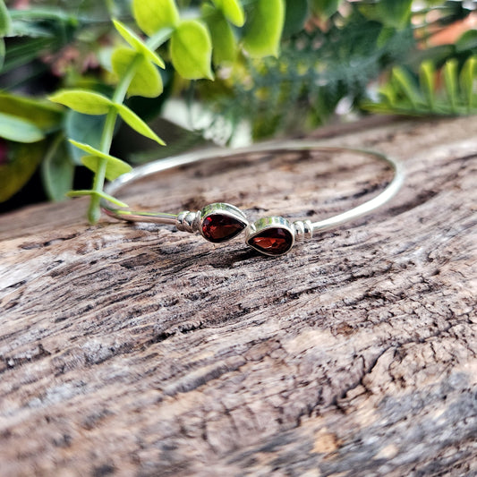 Jonc en Grenat rouge - Argent 925