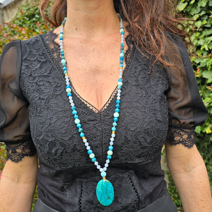 Mala Eau - Harmonie émotionnelle - Cacédoine, Apatite bleue et Aragonite bleue - Shattuckite n°1