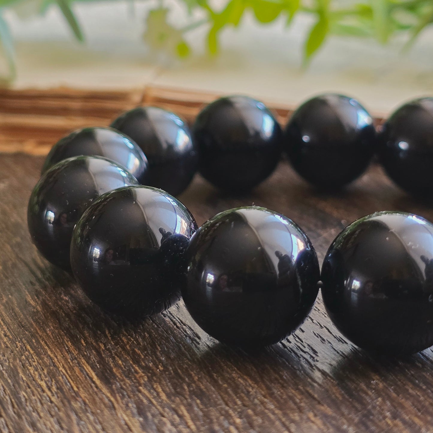 Bracelet en Obsidienne noire - 12 mm