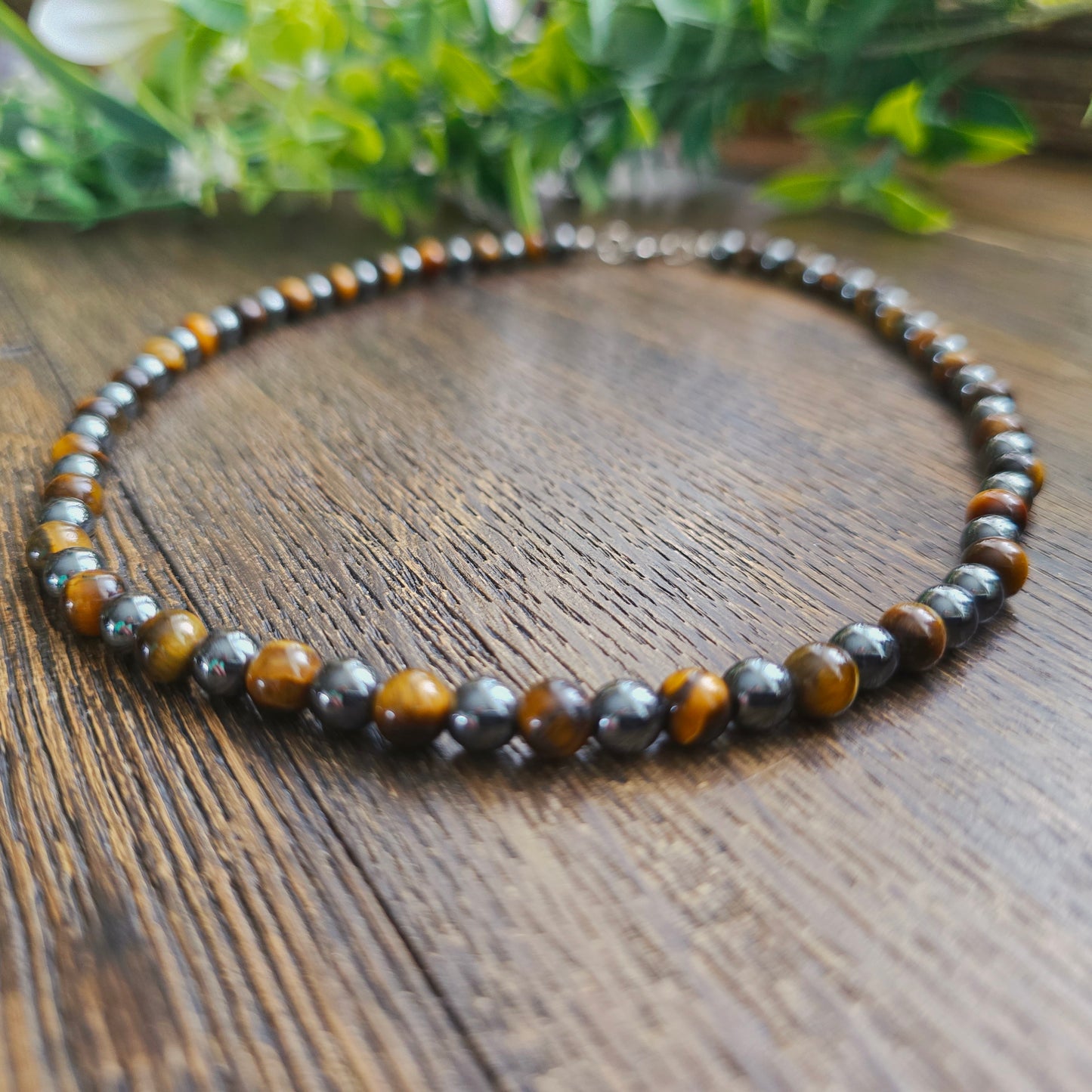 Collier en Œil de tigre & Hématite
