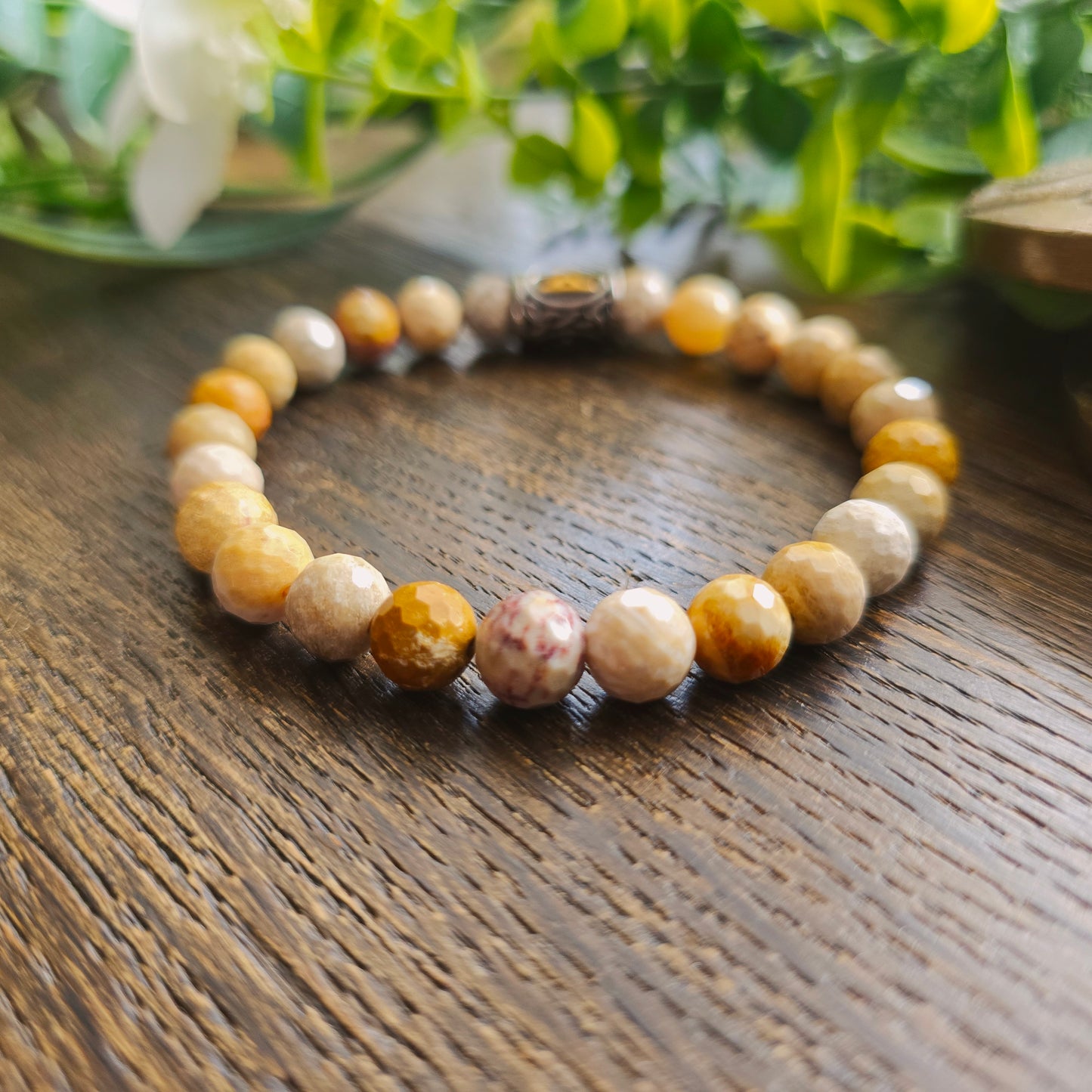 Bracelet en Agate crazy lace - perles facettées - 8mm