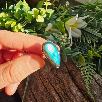 Bague réglable n°2 - Labradorite - Argent  925