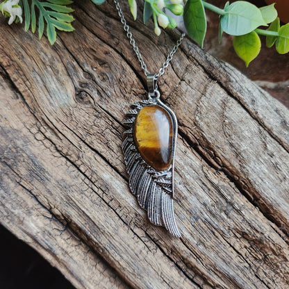 Pendentif Aile d'ange en Œil de tigre