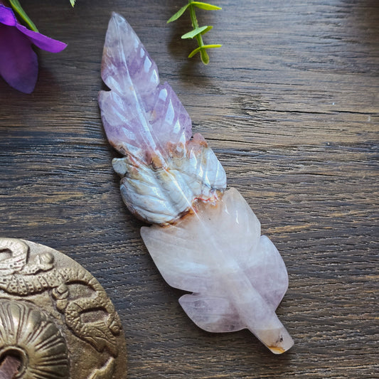 Plume en Améthyste & Agate mexicaine - n°1
