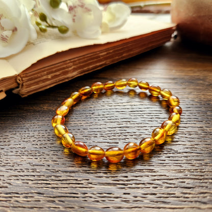 Bracelet en Ambre - Grand - Couleur cognac