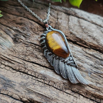 Pendentif Aile d'ange en Œil de tigre