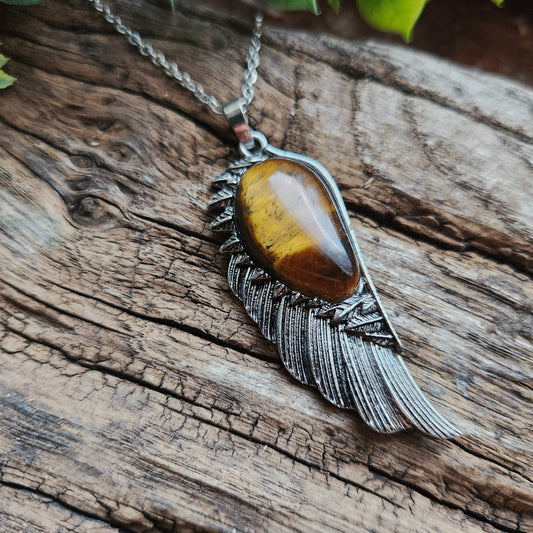 Pendentif Aile d'ange en Œil de tigre