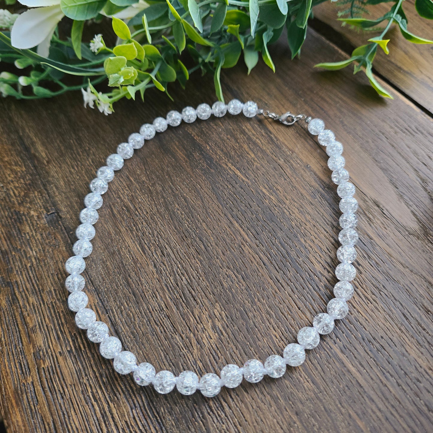 Collier en Cristal de roche craquelé