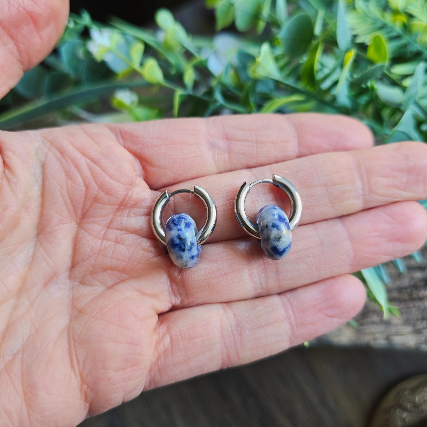 Boucles d'oreilles argentées en Sodalite - Donuts