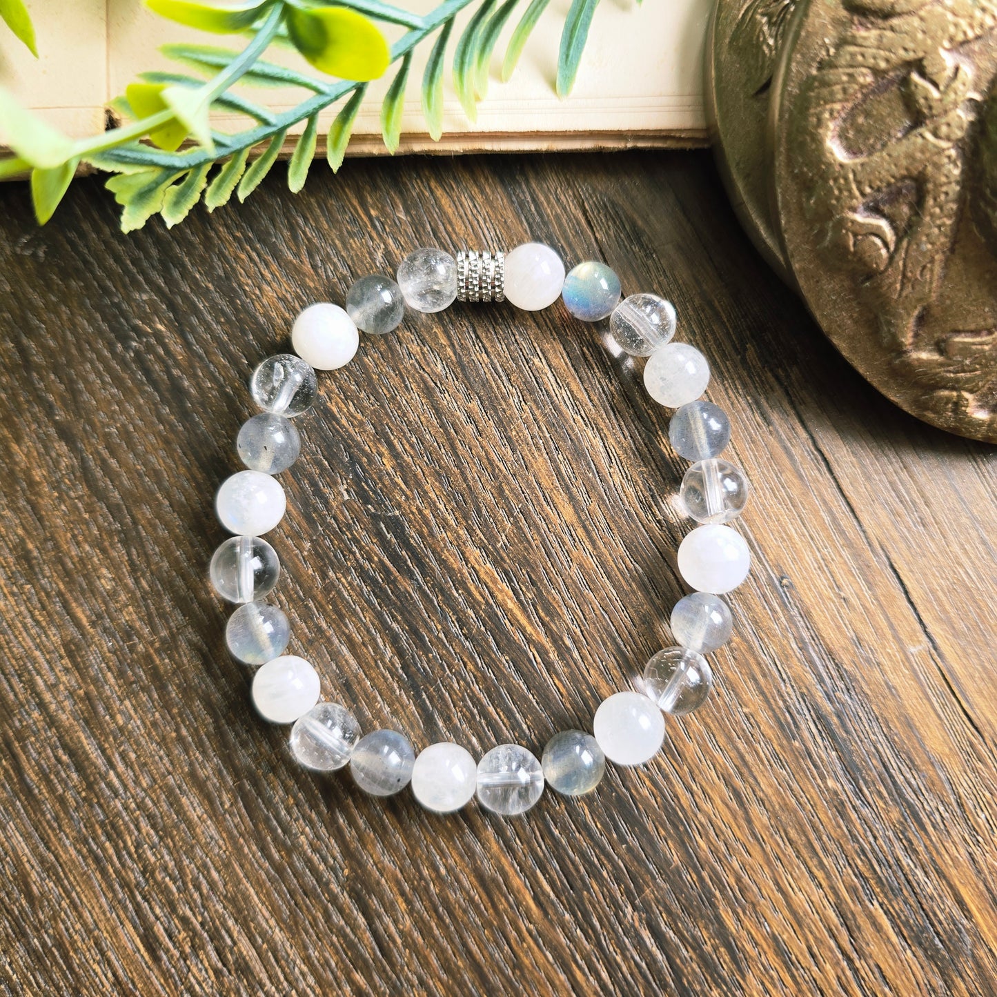 Bracelet Air - Paix intérieure - Pierre de lune, Labradorite et Cristal de roche