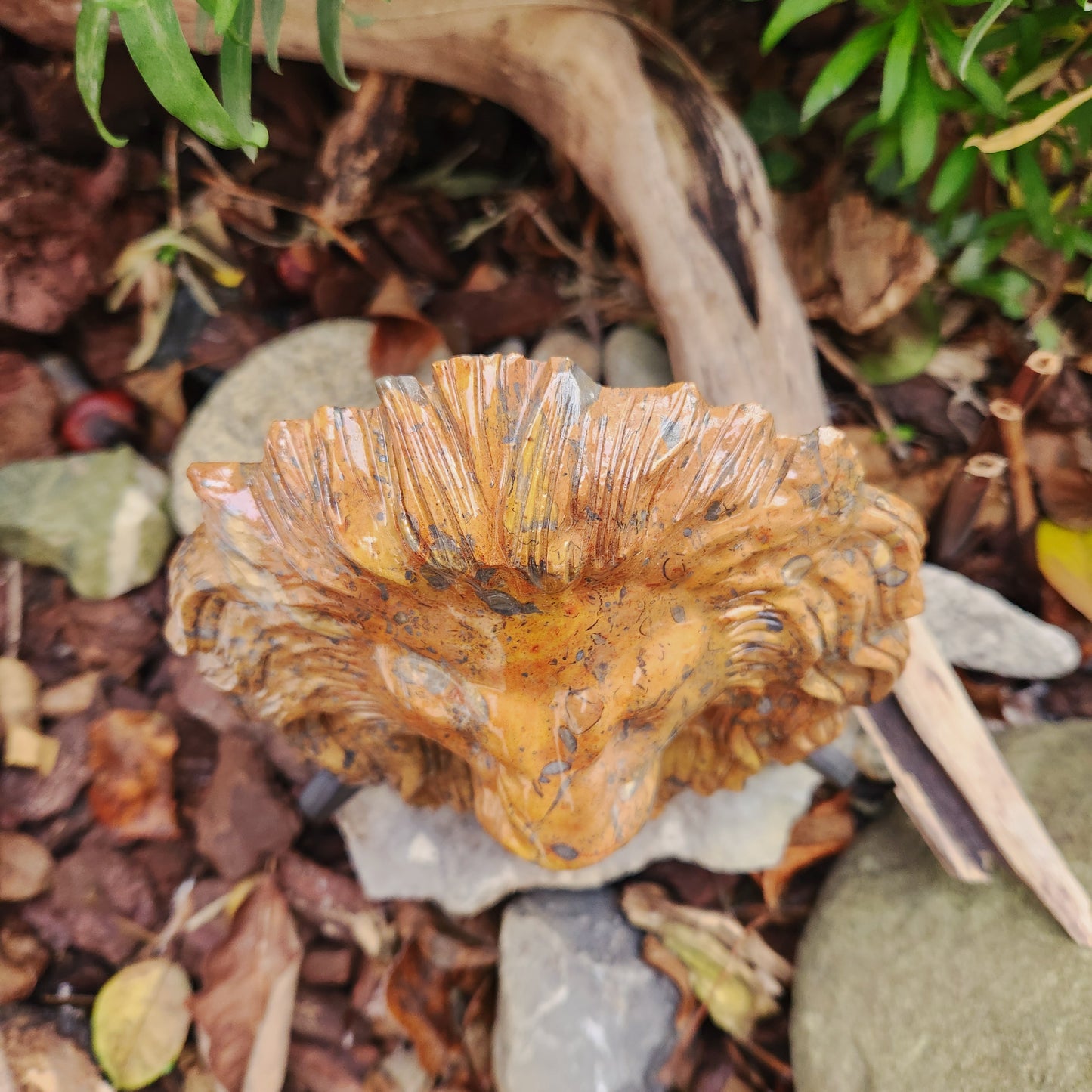 Sculpture Tête de Lion en Jaspe océan