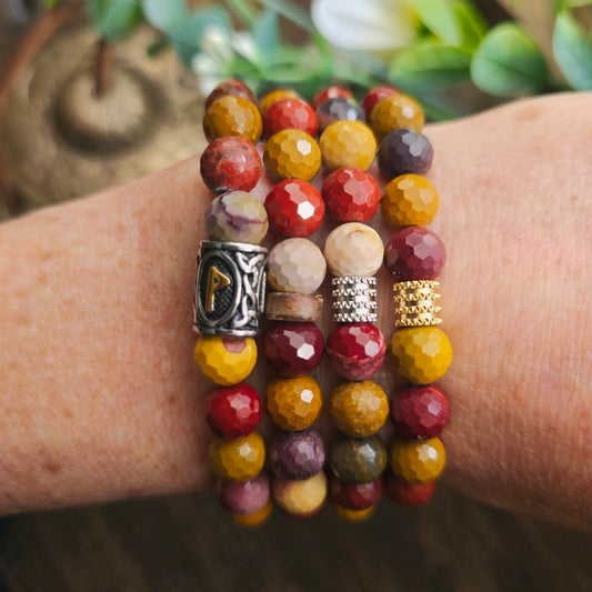 Bracelet en Jaspe mokaïte - perles facettées - 8mm