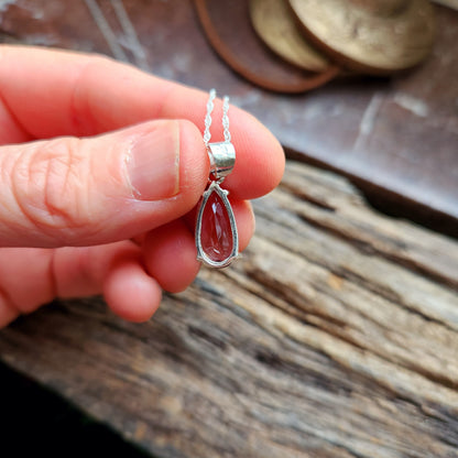 Pendentif en Améthyste rose facettée + chaîne Argent