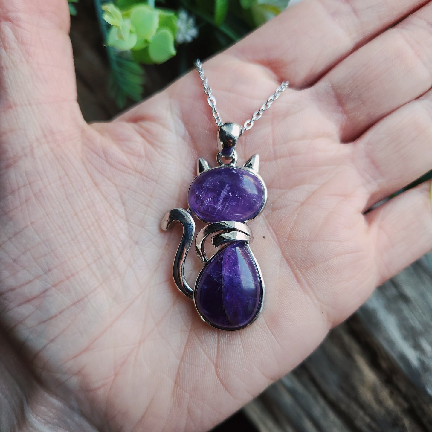Pendentif chat en Améthyste