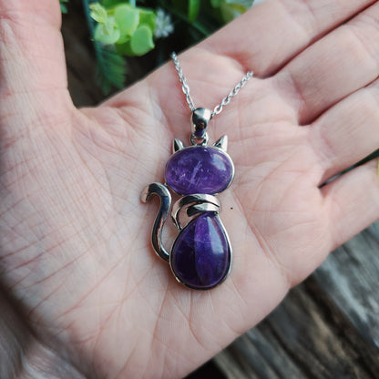 Pendentif chat en Améthyste