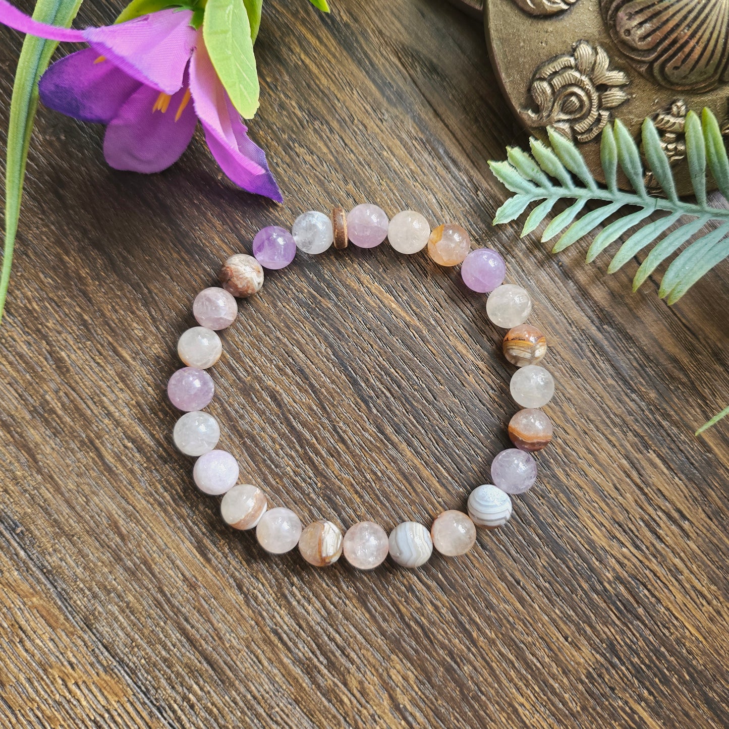 Bracelet en Agate mexicaine - 8mm